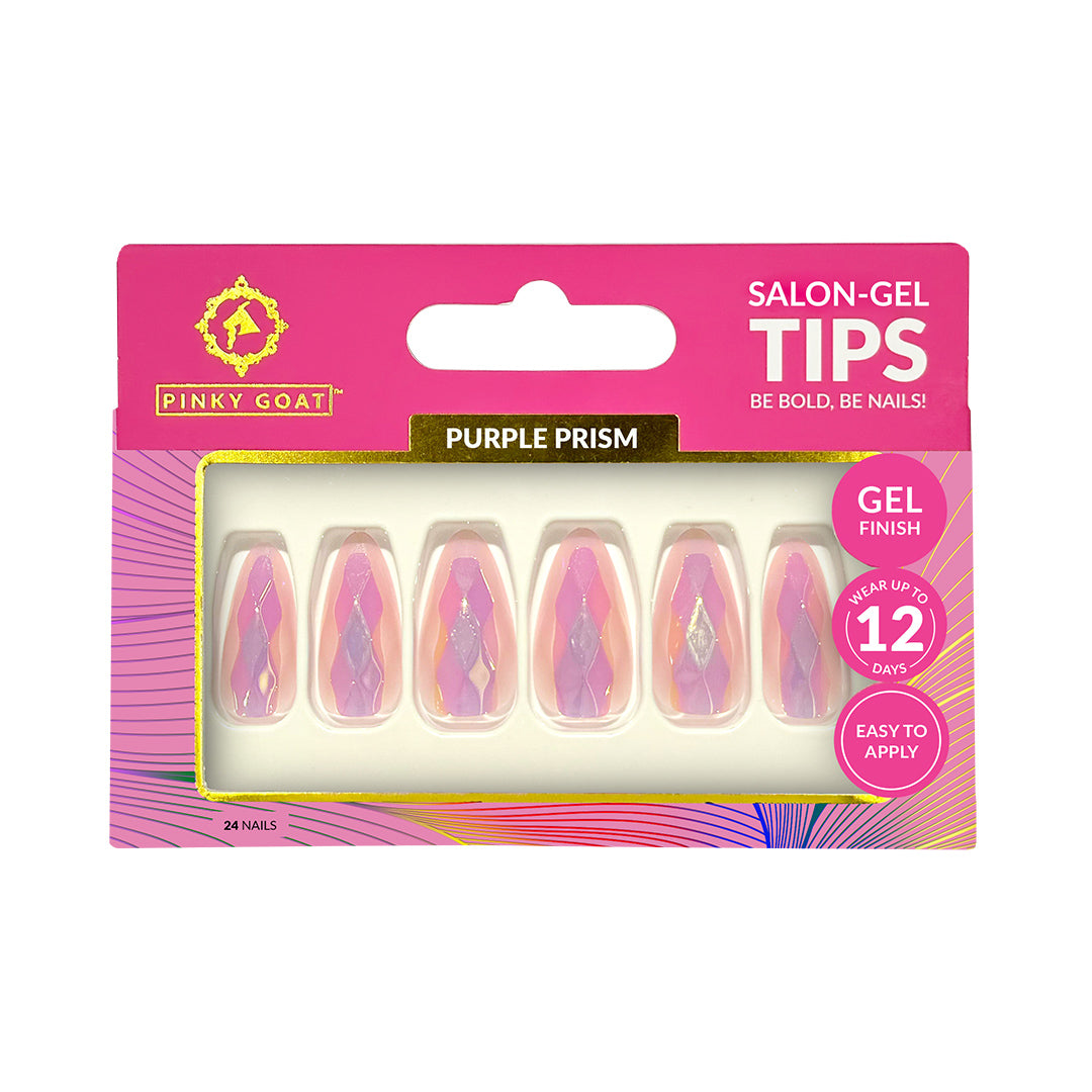 PINKYGOAT TIPS - SALON GEL with GLUE - PURPLE PRISM
