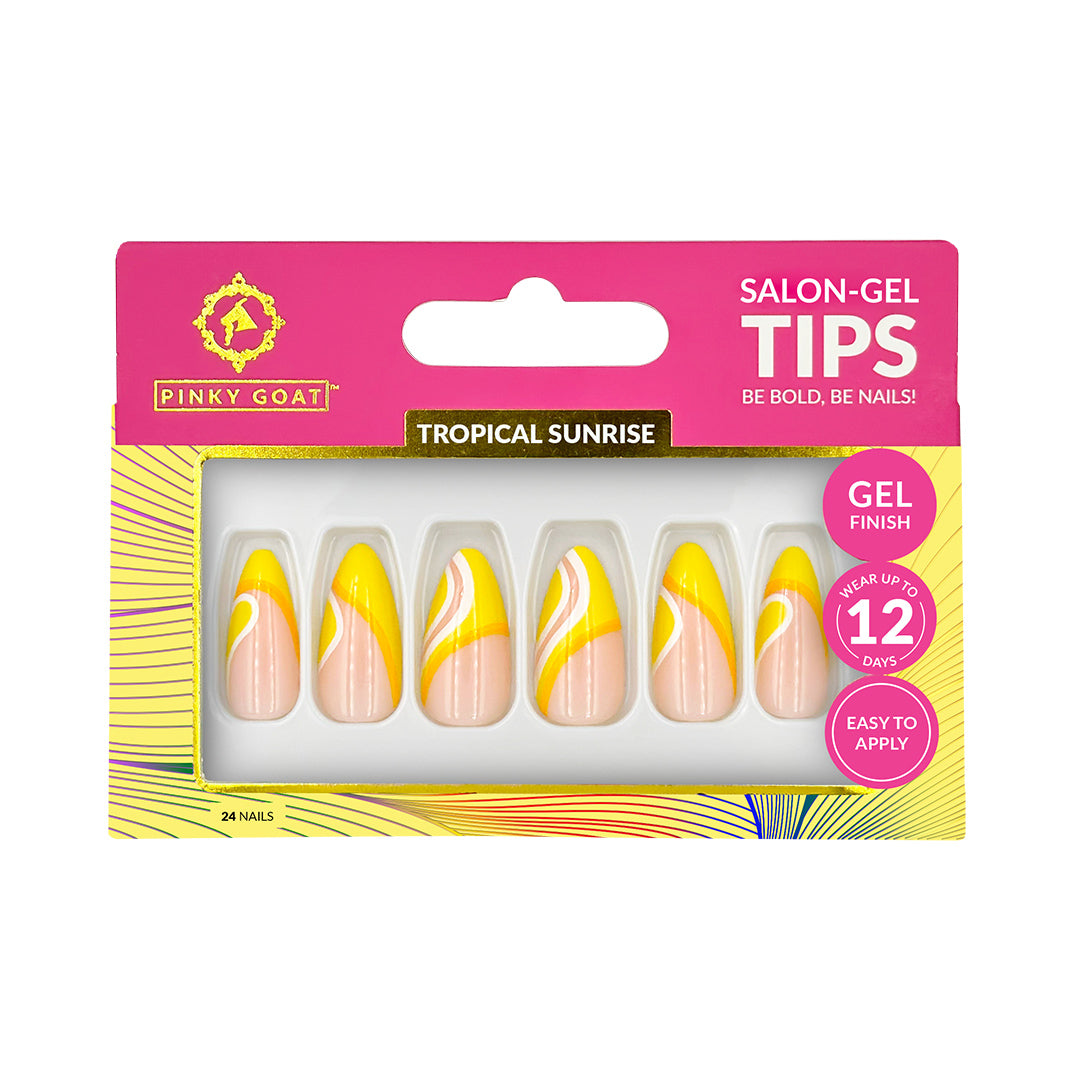 PINKYGOAT TIPS - SALON GEL with GLUE - TROPICAL SUNRISE
