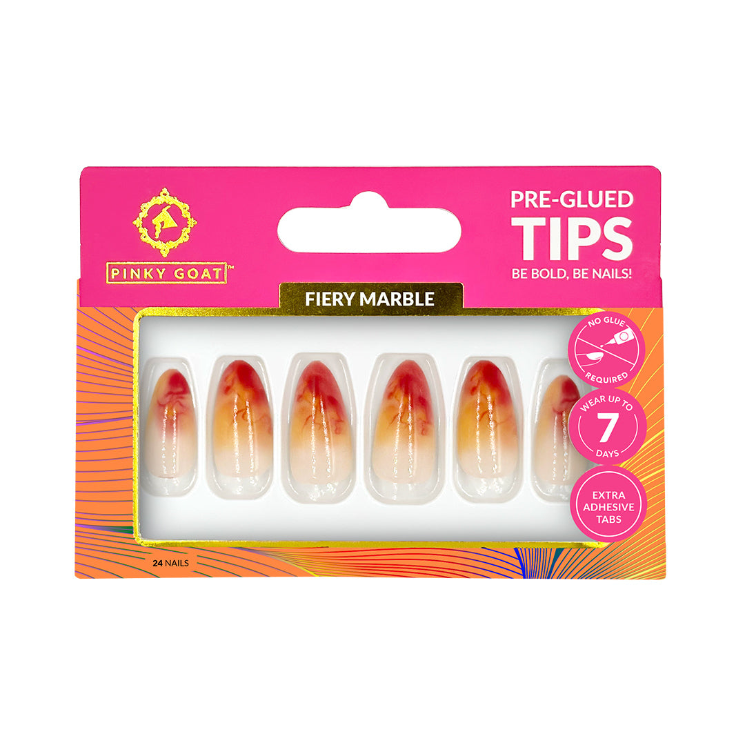PINKYGOAT TIPS - PRE GLUED - FIERY MARBLE