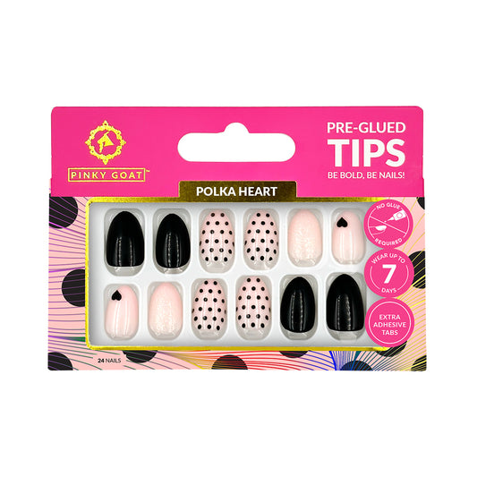 PINKYGOAT TIPS - PRE GLUED - POLKA HEART