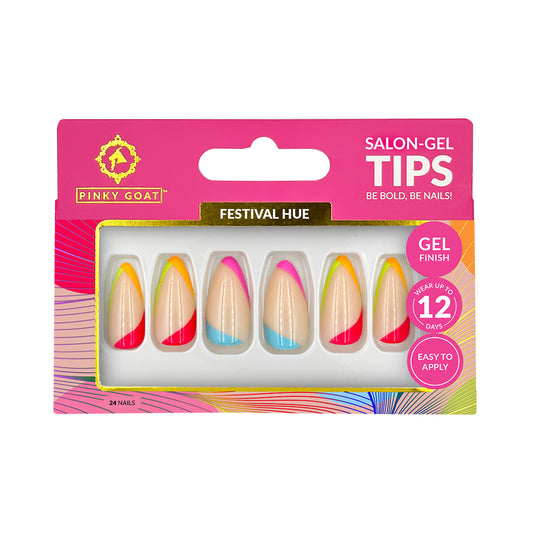 PINKYGOAT TIPS - SALON GEL with GLUE - FESTIVAL HUE